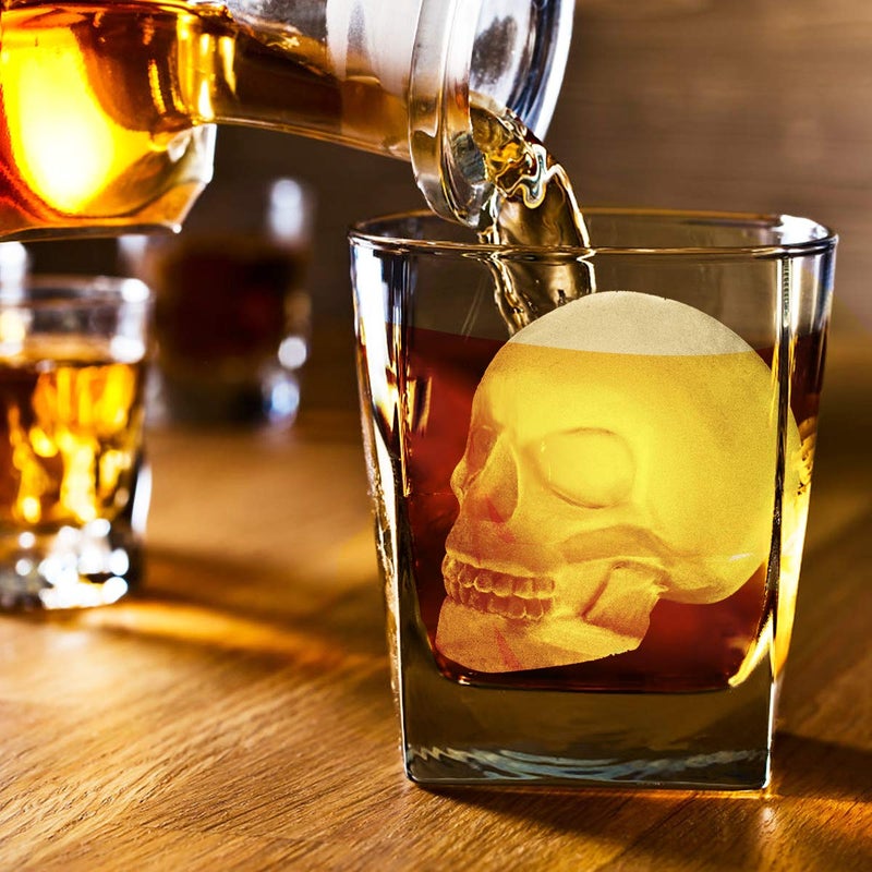 Antenda Extra Large 3D Skull Ice Cube Mold Silicone Ice Molds for Whiskey Ice Cube Trays with Funnel for Big Mouth Cup Skull Ice Maker with Resin Chocolate sugar Whiskey Ice Mold for Parties (2 PCS) - Image 2